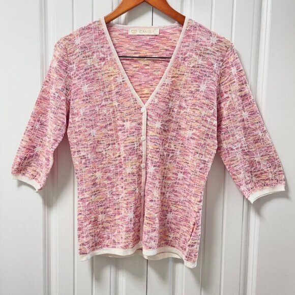Vintage Camela Geometric Sunset Cardigan Pink - Picture 4 of 11